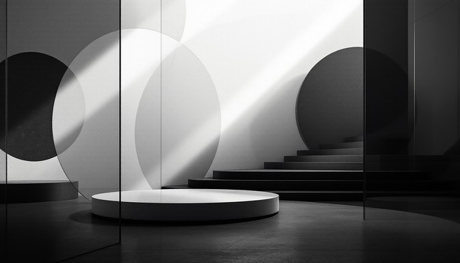 Monochrome glass and light, a quiet architectural space